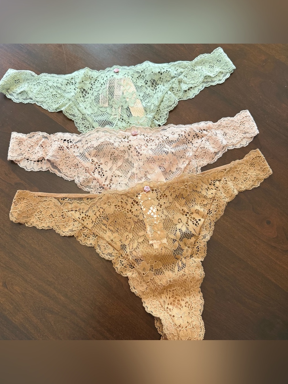 Lot of 3 Victoria's Secret Dream Angels Lace Thong Panty XL